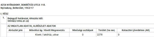 Nyíradony, Bokrétás utca 118. – lezárult árverés, 1 120 000 Ft